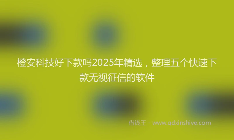橙安科技好下款吗2025年精选，整理五个快速下款无视征信的软件