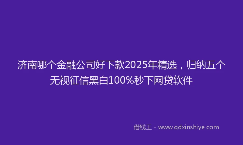济南哪个金融公司好下款2025年精选，归纳五个无视征信黑白100%秒下网贷软件