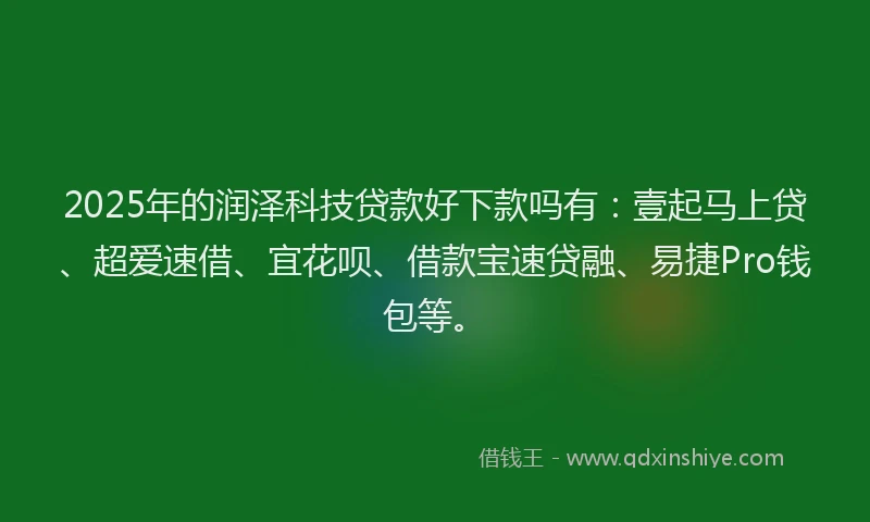 2025年的润泽科技贷款好下款吗有：壹起马上贷、超爱速借、宜花呗、借款宝速贷融、易捷Pro钱包等。