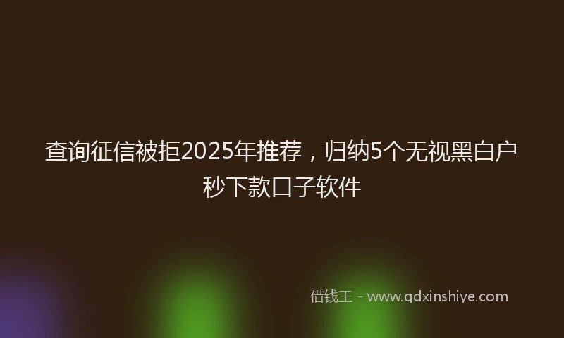 查询征信被拒2025年推荐，归纳5个无视黑白户秒下款口子软件