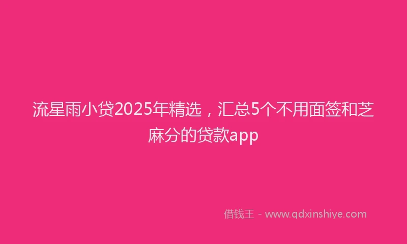 流星雨小贷2025年精选，汇总5个不用面签和芝麻分的贷款app