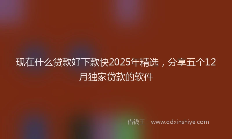 现在什么贷款好下款快2025年精选，分享五个12月独家贷款的软件
