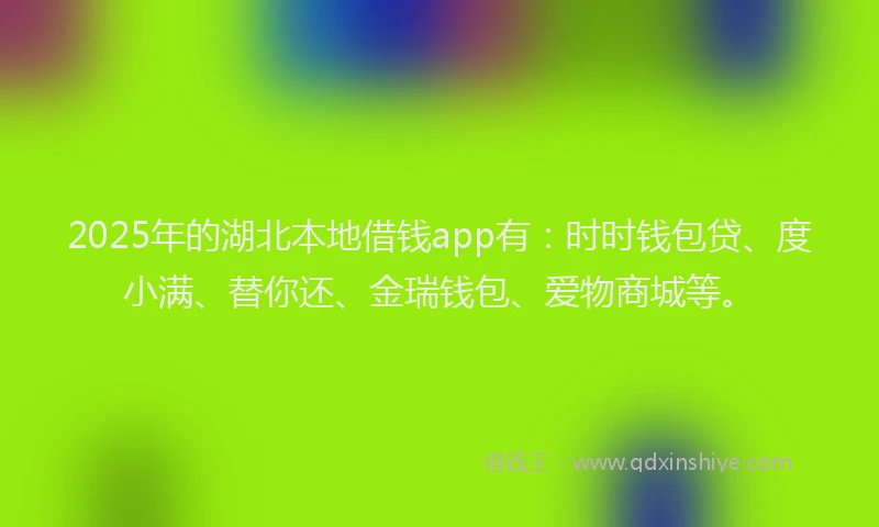 2025年的湖北本地借钱app有：时时钱包贷、度小满、替你还、金瑞钱包、爱物商城等。