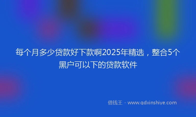 每个月多少贷款好下款啊2025年精选，整合5个黑户可以下的贷款软件