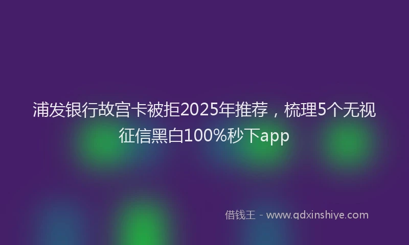 浦发银行故宫卡被拒2025年推荐，梳理5个无视征信黑白100%秒下app