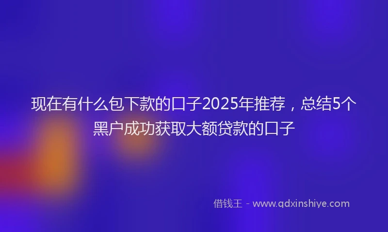 现在有什么包下款的口子2025年推荐，总结5个黑户成功获取大额贷款的口子