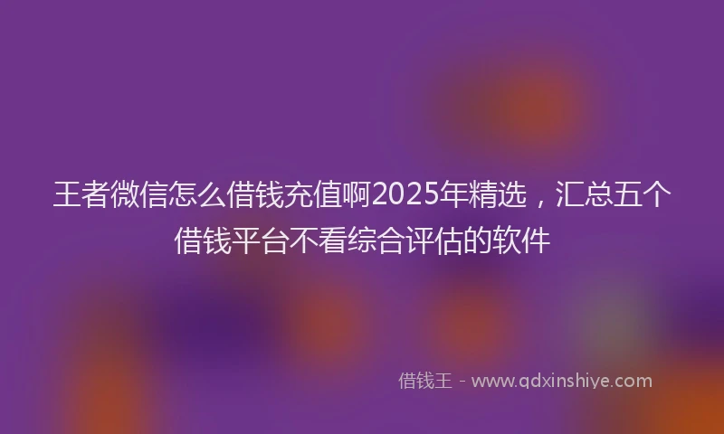 王者微信怎么借钱充值啊2025年精选，汇总五个借钱平台不看综合评估的软件