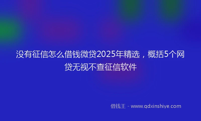 没有征信怎么借钱微贷2025年精选，概括5个网贷无视不查征信软件