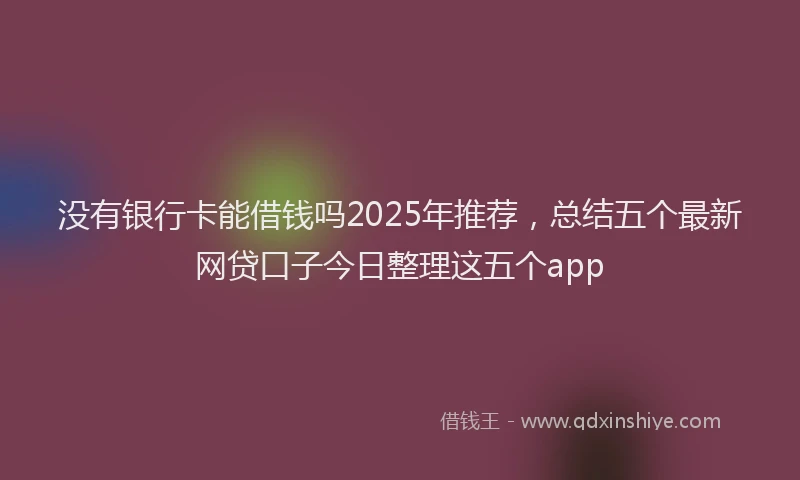 没有银行卡能借钱吗2025年推荐，总结五个最新网贷口子今日整理这五个app