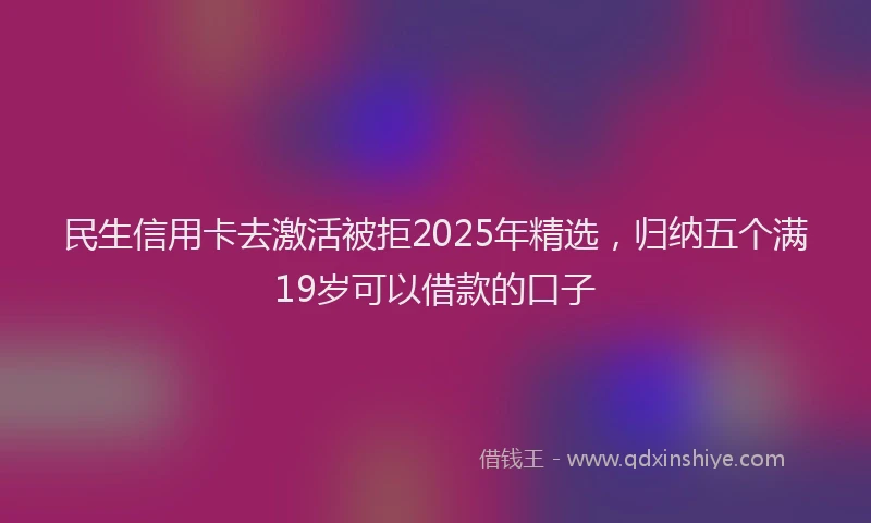 民生信用卡去激活被拒2025年精选，归纳五个满19岁可以借款的口子