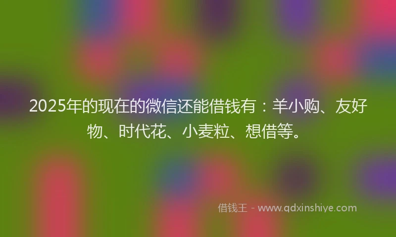 2025年的现在的微信还能借钱有：羊小购、友好物、时代花、小麦粒、想借等。