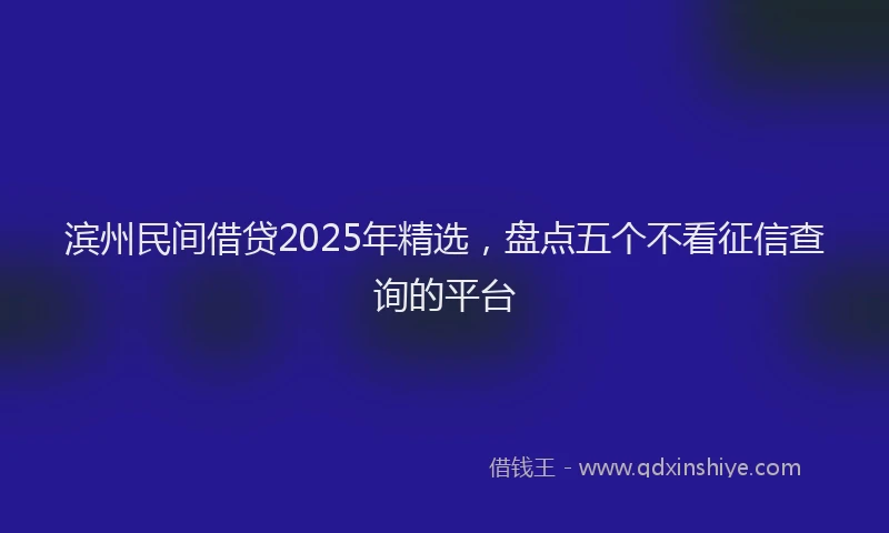 滨州民间借贷2025年精选，盘点五个不看征信查询的平台