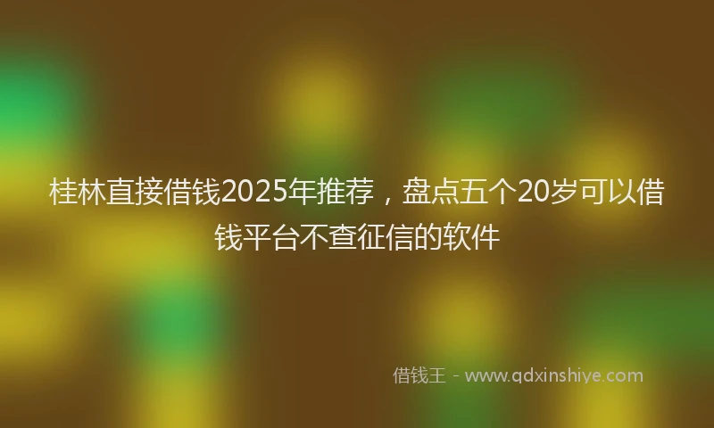 桂林直接借钱2025年推荐，盘点五个20岁可以借钱平台不查征信的软件