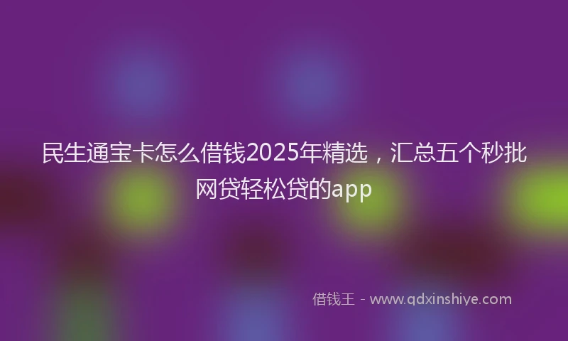 民生通宝卡怎么借钱2025年精选，汇总五个秒批网贷轻松贷的app