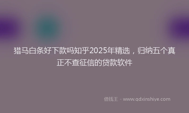 猎马白条好下款吗知乎2025年精选，归纳五个真正不查征信的贷款软件