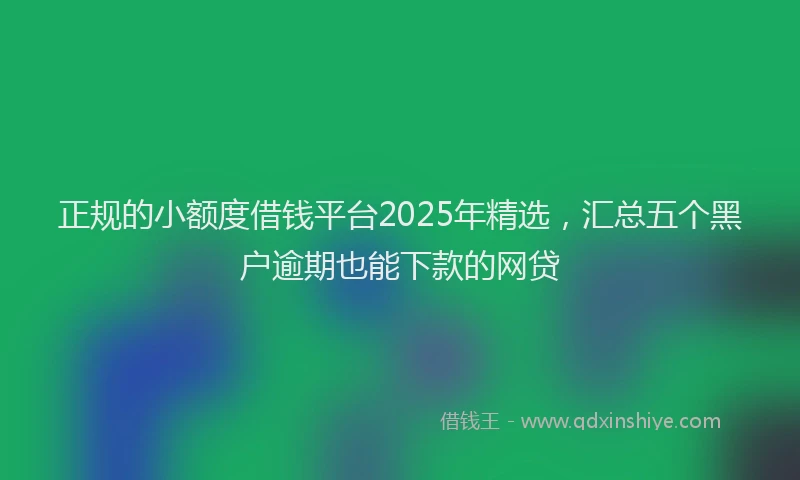 正规的小额度借钱平台2025年精选，汇总五个黑户逾期也能下款的网贷