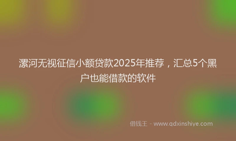漯河无视征信小额贷款2025年推荐，汇总5个黑户也能借款的软件