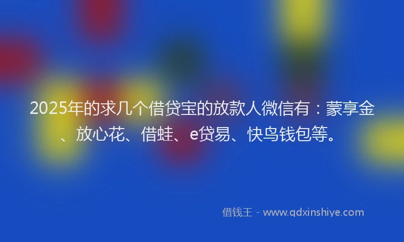 2025年的求几个借贷宝的放款人微信有：蒙享金、放心花、借蛙、e贷易、快鸟钱包等。