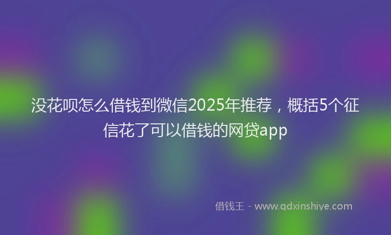没花呗怎么借钱到微信2025年推荐，概括5个征信花了可以借钱的网贷app