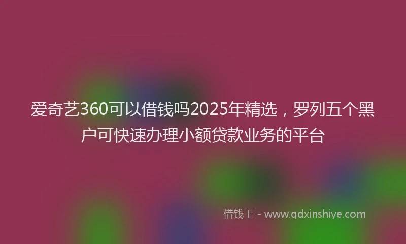 爱奇艺360可以借钱吗2025年精选，罗列五个黑户可快速办理小额贷款业务的平台