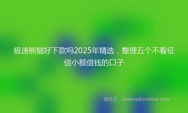 极速熊猫好下款吗2025年精选，整理五个不看征信小额借钱的口子
