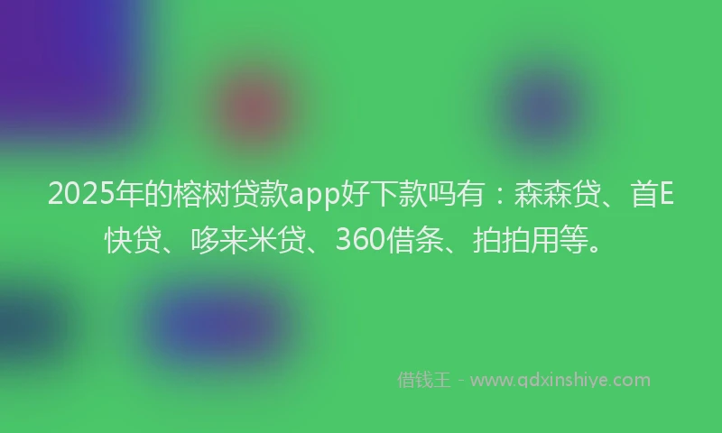 2025年的榕树贷款app好下款吗有：森森贷、首E快贷、哆来米贷、360借条、拍拍用等。