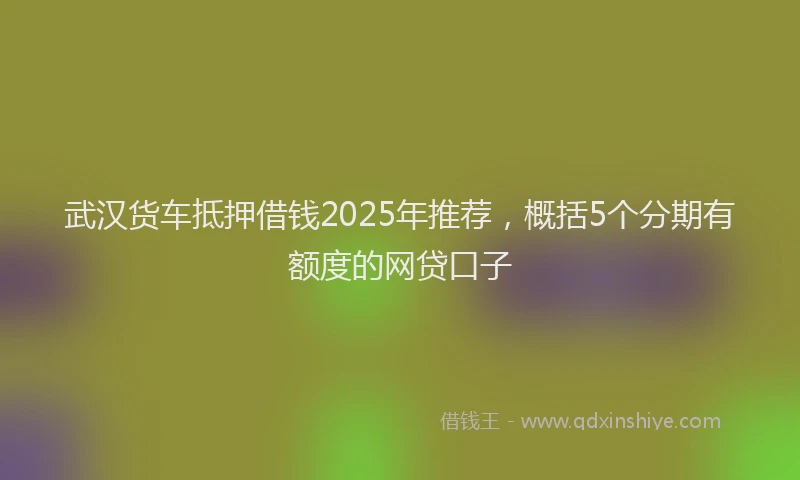 武汉货车抵押借钱2025年推荐，概括5个分期有额度的网贷口子