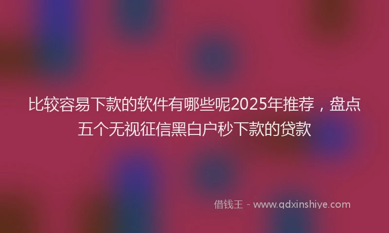 比较容易下款的软件有哪些呢2025年推荐，盘点五个无视征信黑白户秒下款的贷款