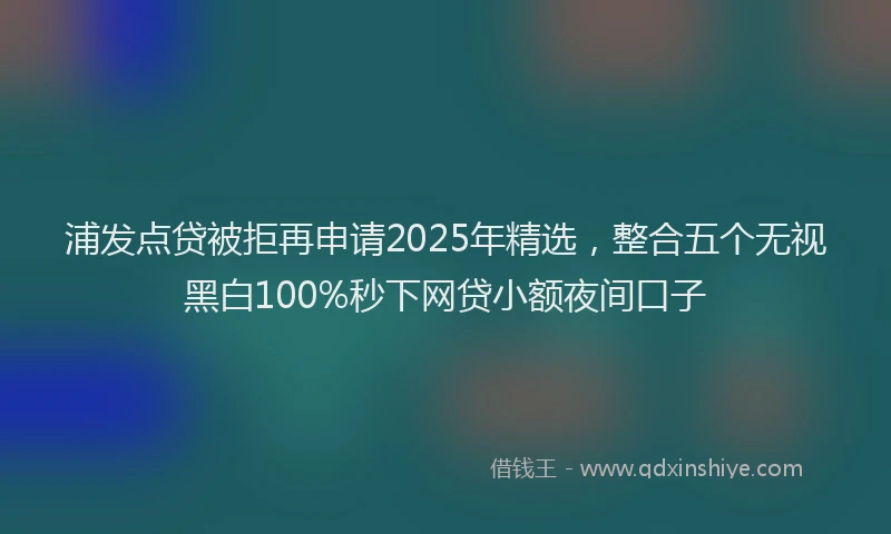 浦发点贷被拒再申请2025年精选，整合五个无视黑白100%秒下网贷小额夜间口子