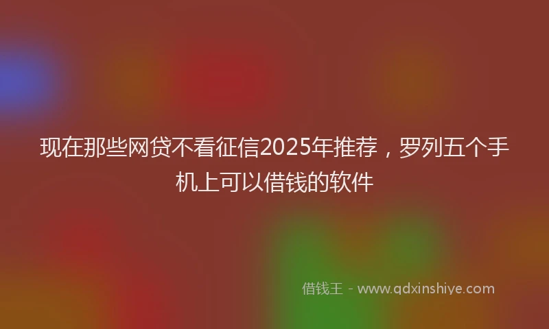 现在那些网贷不看征信2025年推荐，罗列五个手机上可以借钱的软件