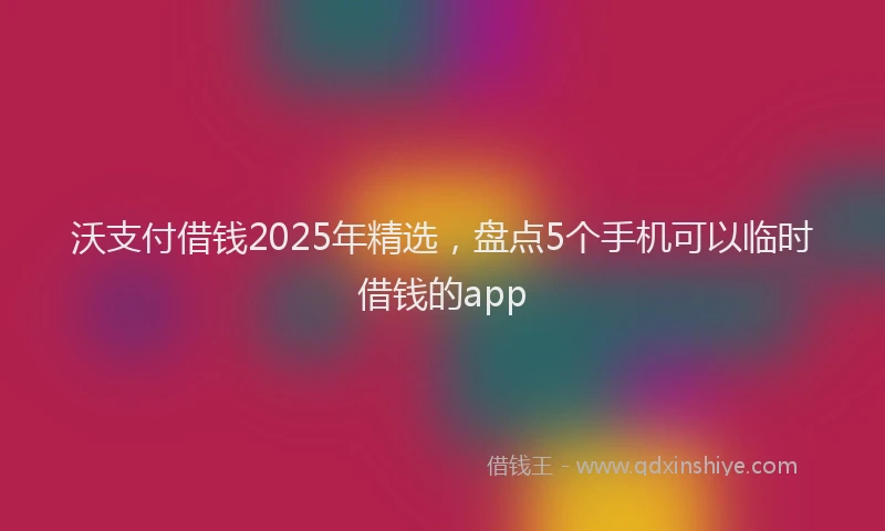沃支付借钱2025年精选，盘点5个手机可以临时借钱的app
