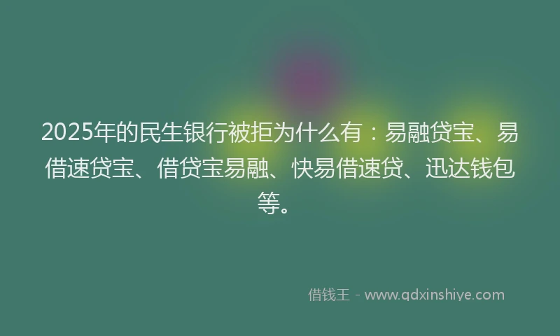2025年的民生银行被拒为什么有：易融贷宝、易借速贷宝、借贷宝易融、快易借速贷、迅达钱包等。