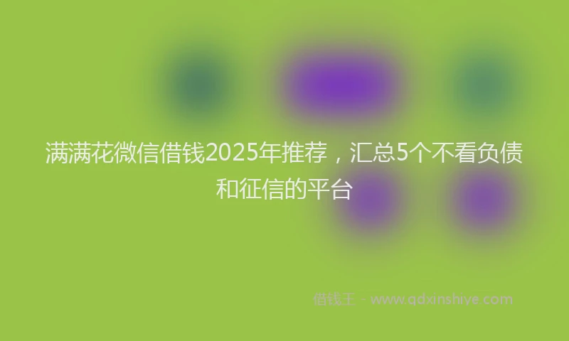 满满花微信借钱2025年推荐，汇总5个不看负债和征信的平台