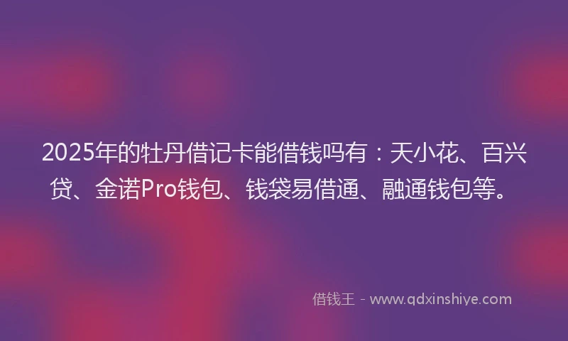 2025年的牡丹借记卡能借钱吗有：天小花、百兴贷、金诺Pro钱包、钱袋易借通、融通钱包等。