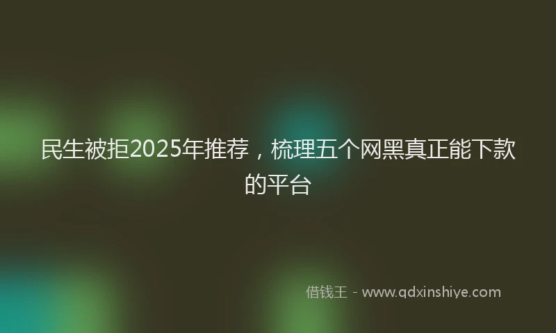 民生被拒2025年推荐，梳理五个网黑真正能下款的平台