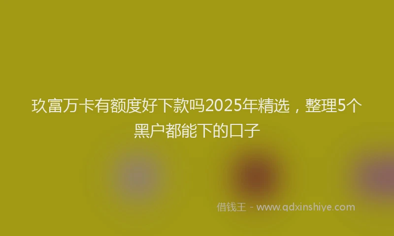 玖富万卡有额度好下款吗2025年精选，整理5个黑户都能下的口子