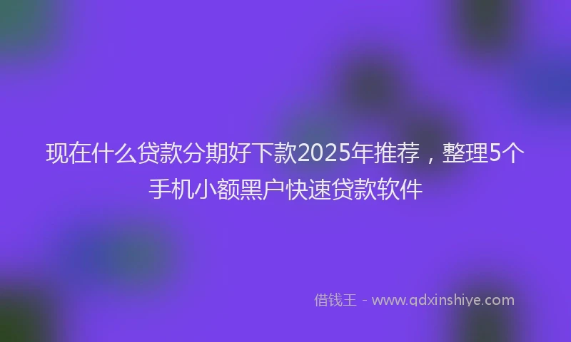 现在什么贷款分期好下款2025年推荐，整理5个手机小额黑户快速贷款软件