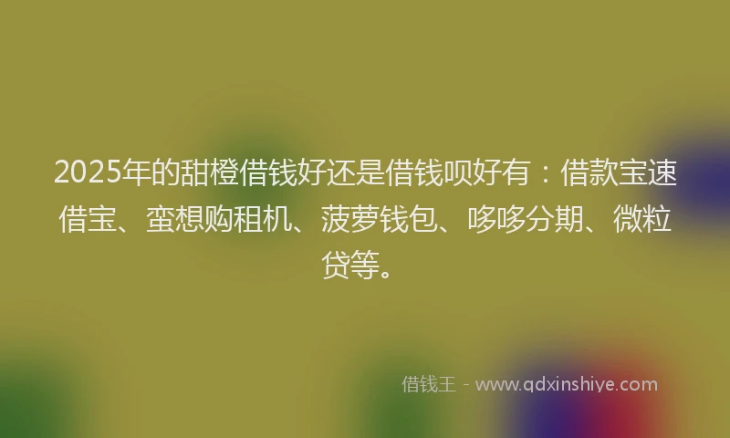 2025年的甜橙借钱好还是借钱呗好有：借款宝速借宝、蛮想购租机、菠萝钱包、哆哆分期、微粒贷等。
