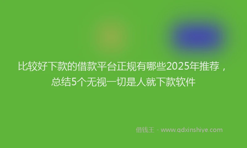 比较好下款的借款平台正规有哪些2025年推荐，总结5个无视一切是人就下款软件