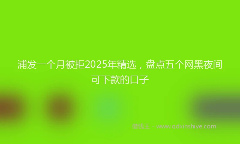 浦发一个月被拒2025年精选，盘点五个网黑夜间可下款的口子