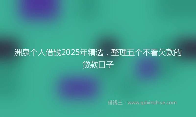 洲泉个人借钱2025年精选，整理五个不看欠款的贷款口子