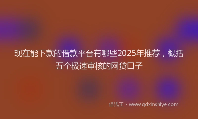 现在能下款的借款平台有哪些2025年推荐，概括五个极速审核的网贷口子