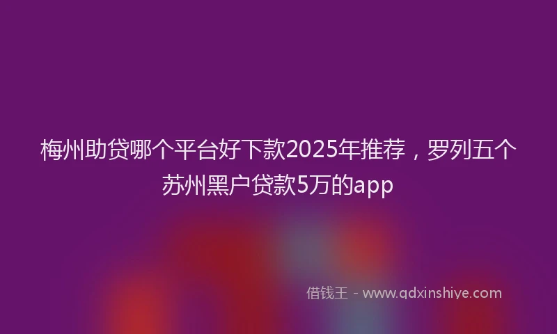 梅州助贷哪个平台好下款2025年推荐，罗列五个苏州黑户贷款5万的app