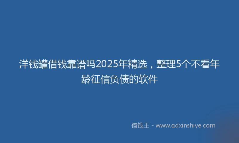 洋钱罐借钱靠谱吗2025年精选，整理5个不看年龄征信负债的软件