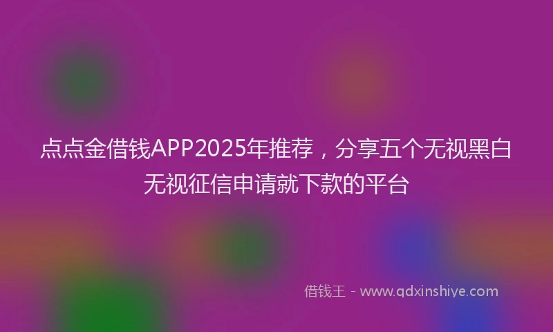 点点金借钱APP2025年推荐，分享五个无视黑白无视征信申请就下款的平台