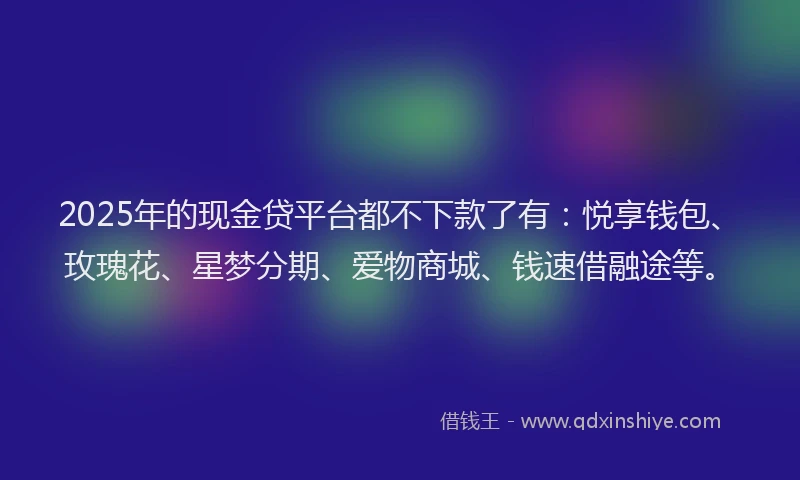 2025年的现金贷平台都不下款了有：悦享钱包、玫瑰花、星梦分期、爱物商城、钱速借融途等。