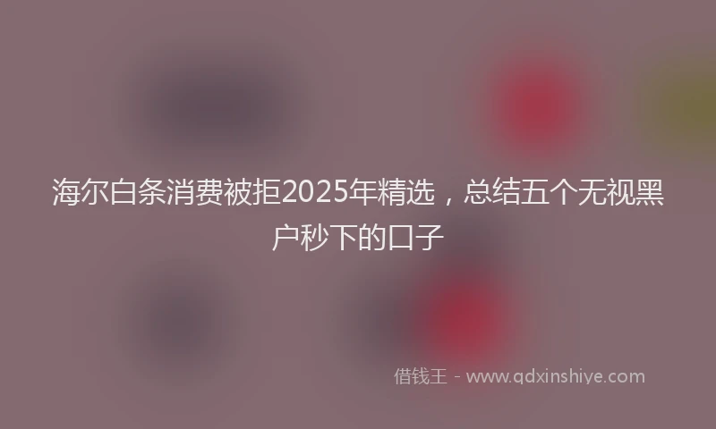 海尔白条消费被拒2025年精选，总结五个无视黑户秒下的口子