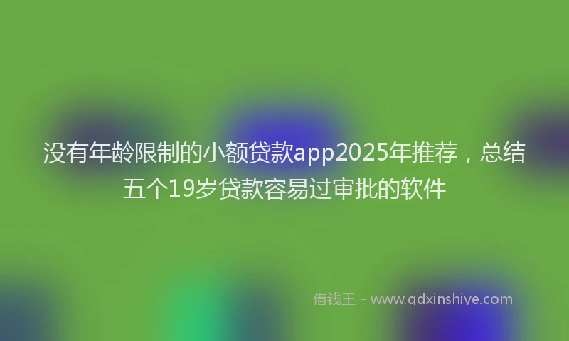 没有年龄限制的小额贷款app2025年推荐，总结五个19岁贷款容易过审批的软件