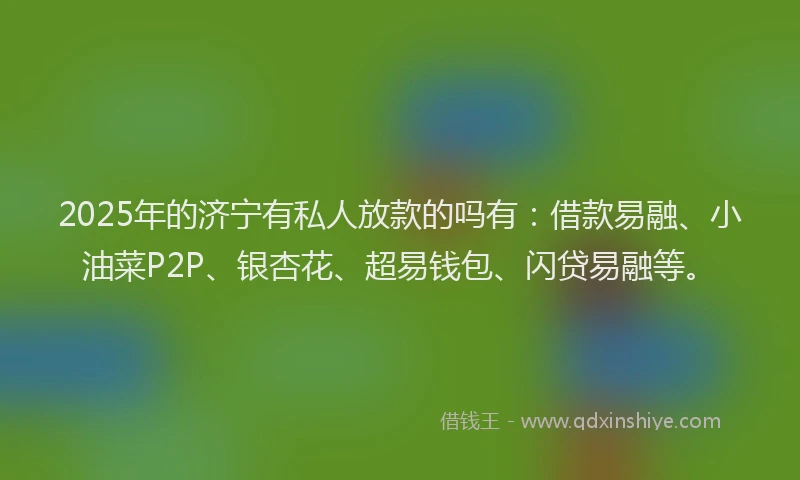2025年的济宁有私人放款的吗有：借款易融、小油菜P2P、银杏花、超易钱包、闪贷易融等。