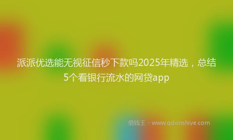 派派优选能无视征信秒下款吗2025年精选，总结5个看银行流水的网贷app